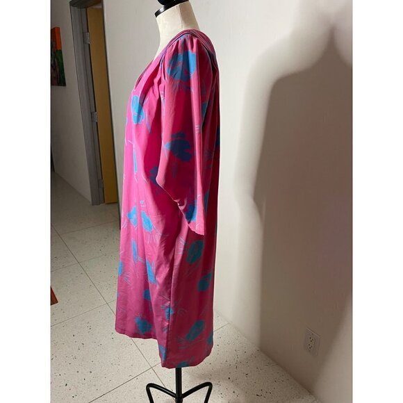 Secrets Vintage Womens Midi Shift Dress Size Large Pink Blue V-Neck Pullover - Picture 10 of 13